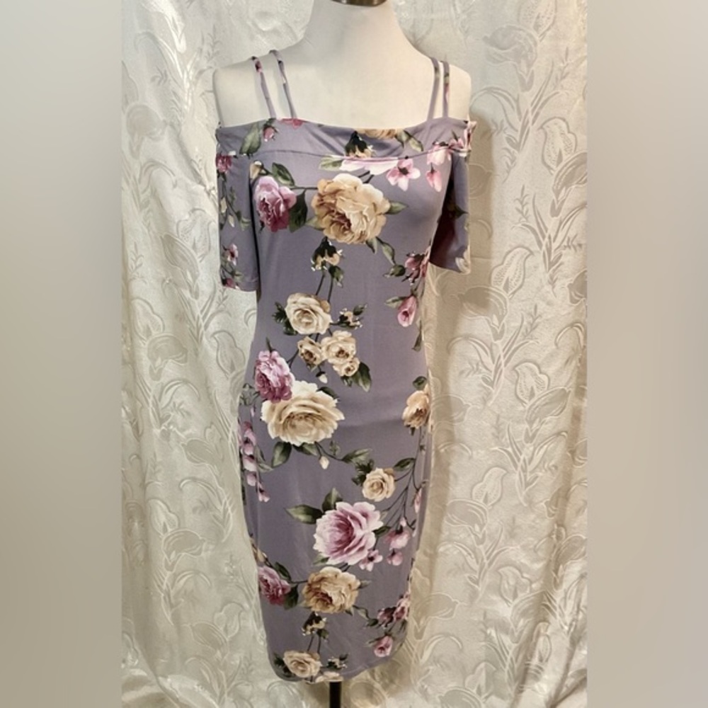 Haute Monde Lavender Large Rose Print Dress